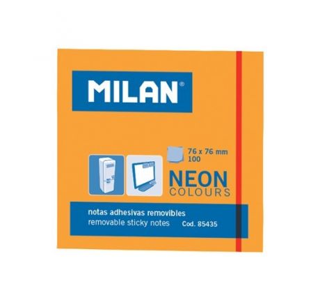 Blok lep MILAN NEON 76 x 76 mm oranžový