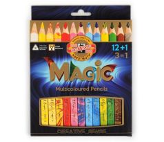 Pastelky trojhranné KOH-I-NOOR "MAGIC 3408" s viacfarebnou tuhou sada 12+1 ks