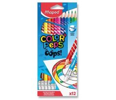 Pastelky trojhranné MAPED "COLOR'PEPS OOPS" s gumou sada 12 ks