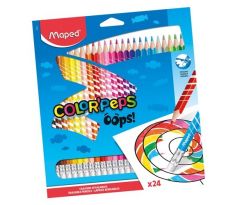 Pastelky trojhranné MAPED "COLOR'PEPS OOPS" s gumou sada 24 ks