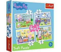 Puzzle 4v1 Peppa Pig/Prásiatko Pepa Spomienka na prázdniny v krabici